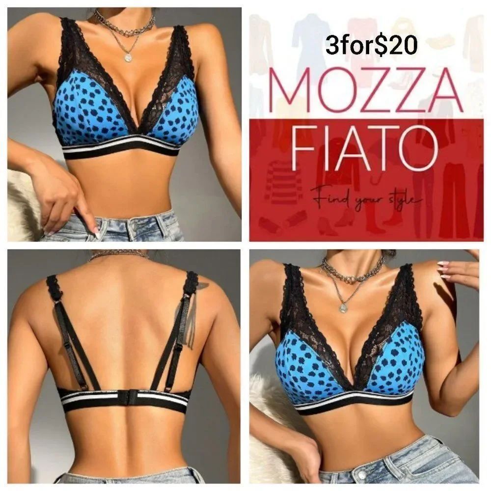 3for$20 NWT Allover Print Contrast Lace Bralette SIZE LARGE